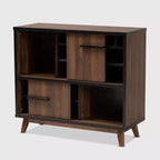 Meuble de Rangement à Vin en Bois Bicolore Margo Noyer/Noir - Baxton Studio