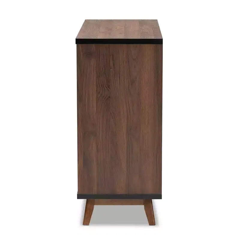 Meuble de Rangement à Vin en Bois Bicolore Margo Noyer/Noir - Baxton Studio