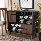 Meuble de Rangement à Vin en Bois Bicolore Margo Noyer/Noir - Baxton Studio