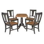 Table de salle à manger 42" à double rabat avec 4 chaises à dossier panneau Noyer/Charbon délavé - International Concepts