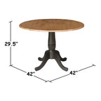 Table de salle à manger 42" à double rabat avec 4 chaises à dossier panneau Noyer/Charbon délavé - International Concepts