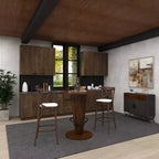 Table haute de bar en bois d'eucalyptus rustique - Marron - Olivia & May : Table de salle à manger ronde, 101,6 cm de hauteur, piètement à 4 pieds, 2 places