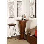 Table haute de bar en bois d'eucalyptus rustique - Marron - Olivia & May : Table de salle à manger ronde, 101,6 cm de hauteur, piètement à 4 pieds, 2 places
