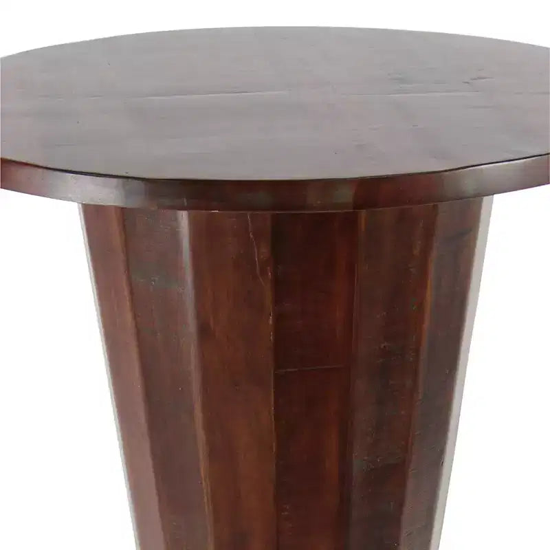 Table haute de bar en bois d'eucalyptus rustique - Marron - Olivia & May : Table de salle à manger ronde, 101,6 cm de hauteur, piètement à 4 pieds, 2 places