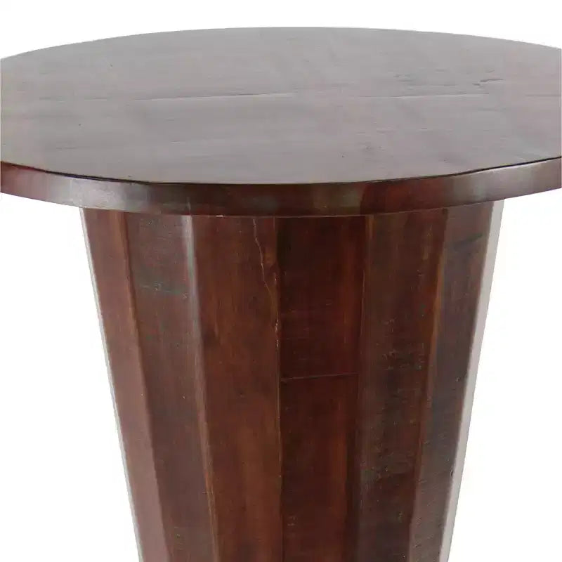 Table haute de bar en bois d'eucalyptus rustique - Marron - Olivia & May : Table de salle à manger ronde, 101,6 cm de hauteur, piètement à 4 pieds, 2 places