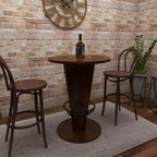 Table haute de bar en bois d'eucalyptus rustique - Marron - Olivia & May : Table de salle à manger ronde, 101,6 cm de hauteur, piètement à 4 pieds, 2 places