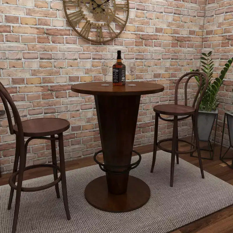 Table haute de bar en bois d'eucalyptus rustique - Marron - Olivia & May : Table de salle à manger ronde, 101,6 cm de hauteur, piètement à 4 pieds, 2 places