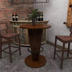 Table haute de bar en bois d'eucalyptus rustique - Marron - Olivia & May : Table de salle à manger ronde, 101,6 cm de hauteur, piètement à 4 pieds, 2 places