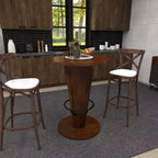 Table haute de bar en bois d'eucalyptus rustique - Marron - Olivia & May : Table de salle à manger ronde, 101,6 cm de hauteur, piètement à 4 pieds, 2 places