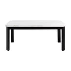 Picket House Furnishings Celine Marble Standard Height Dining Table White: Chic Black Base, Seats 4