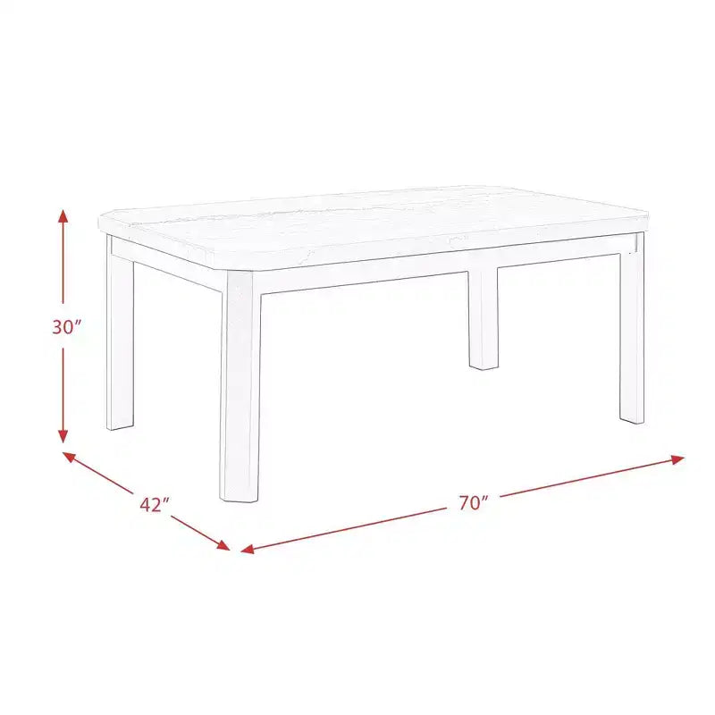 Table à manger hauteur standard en marbre Celine de Picket House Furnishings, blanc : Base noire chic, 4 places