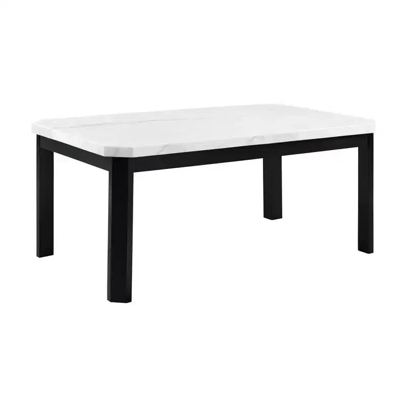 Table à manger hauteur standard en marbre Celine de Picket House Furnishings, blanc : Base noire chic, 4 places