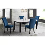 Table à manger hauteur standard en marbre Celine de Picket House Furnishings, blanc : Base noire chic, 4 places