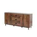 Brooklyn Sideboard with Metal Legs and Handles Brown - Teamson Home: MDF Frame, Veneer Finish, 2 Doors, 3 Drawers, 6 Shelves