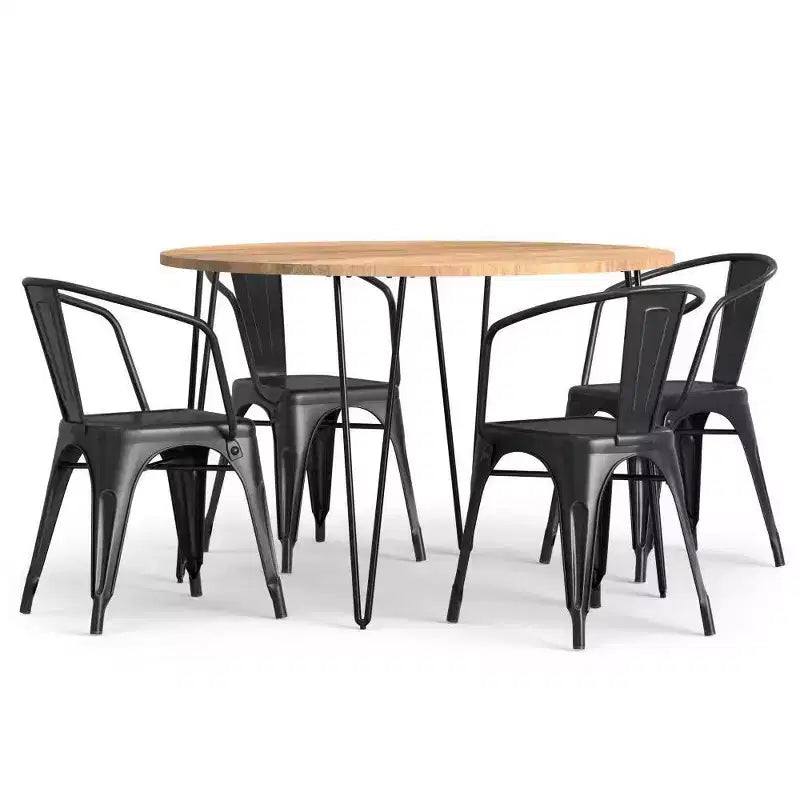 Ensemble de salle à manger 5 pièces Elisse Moreno de WyndenHall, noir et argent vieilli