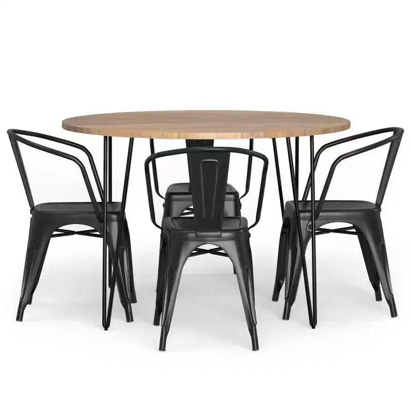 Ensemble de salle à manger 5 pièces Elisse Moreno de WyndenHall, noir et argent vieilli