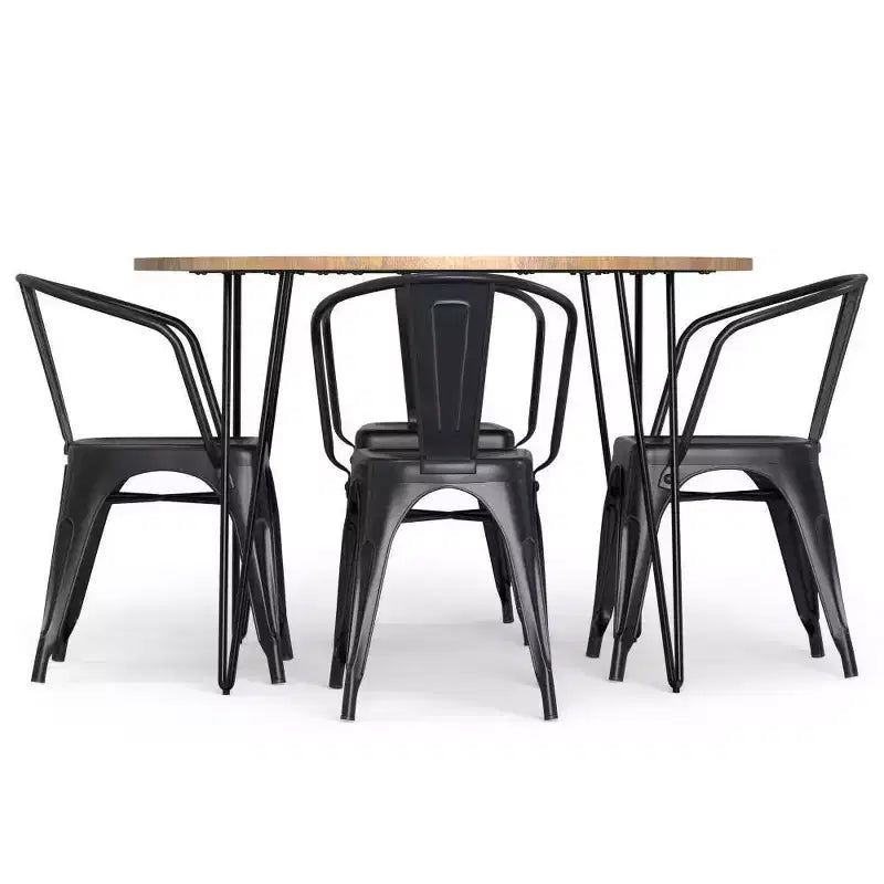 Ensemble de salle à manger 5 pièces Elisse Moreno de WyndenHall, noir et argent vieilli