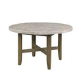 52" Karsen Dining Table Marble Rustic Oak Finish - Acme Furniture