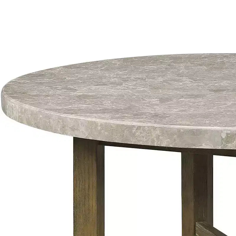 Table à manger Karsen 52 po en marbre et chêne rustique – Acme Furniture