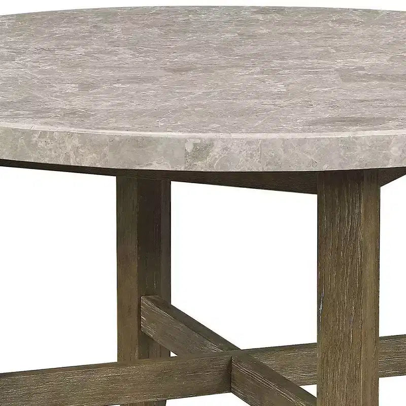 Table à manger Karsen 52 po en marbre et chêne rustique – Acme Furniture