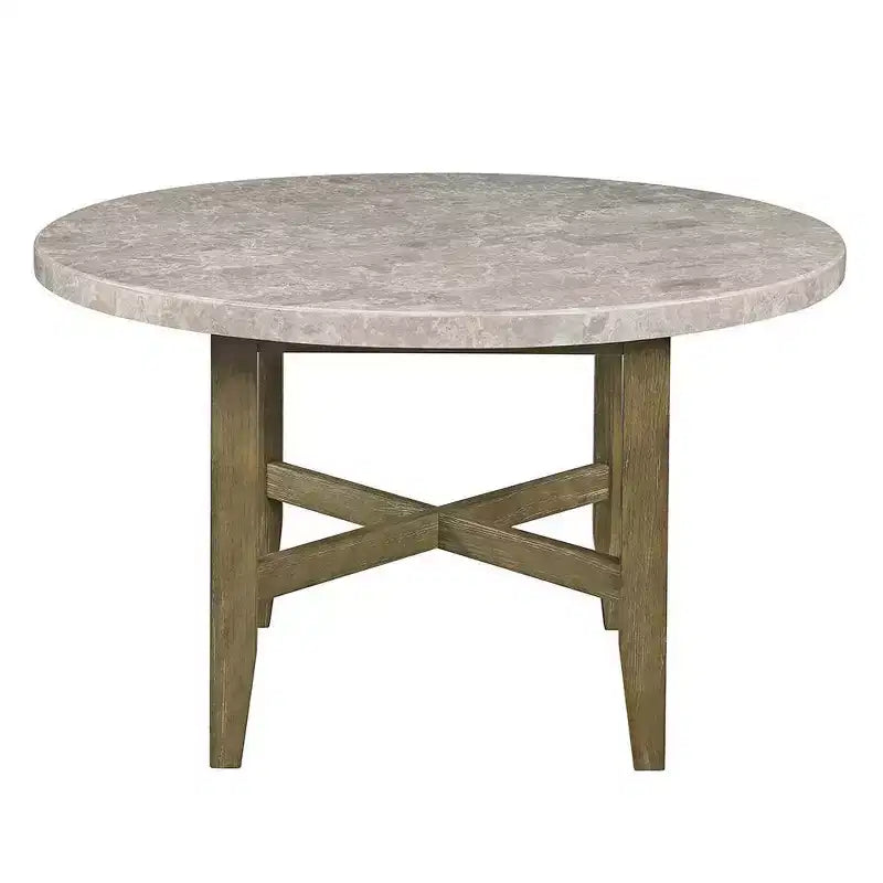 Table à manger Karsen 52 po en marbre et chêne rustique – Acme Furniture