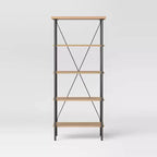 Étagère bibliothèque tour multimédia bois et métal naturel - Room Essentials™