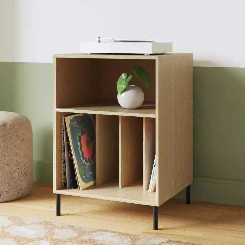 Meuble Support Tourne-Disque en Métal et Bois Naturel - Room Essentials™