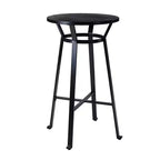 41.25" Steel Bar Table with Solid Elm Wood Top Black - Glitzhome: Modern Pub, Bistro Style, 2-Seater