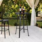 Table de bar en acier de 41,25 po avec plateau en bois d'orme massif noir - Glitzhome : Style pub, bistrot moderne, 2 places