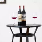Table de bar en acier de 41,25 po avec plateau en bois d'orme massif noir - Glitzhome : Style pub, bistrot moderne, 2 places