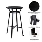 Table de bar en acier de 41,25 po avec plateau en bois d'orme massif noir - Glitzhome : Style pub, bistrot moderne, 2 places