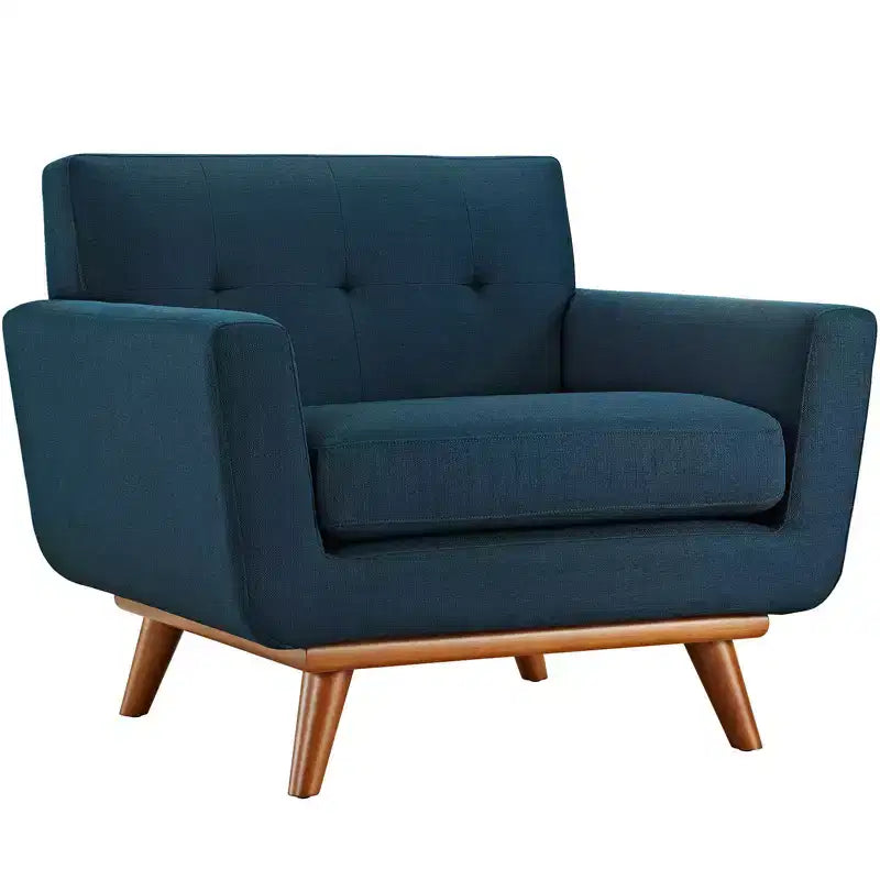 Fauteuil et pouf Engage 2 pièces Azure - Modway : Ensemble de sièges rembourrés confortables, montage sans outils
