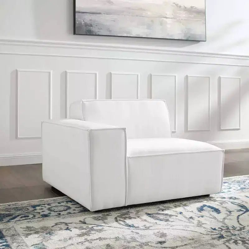 Canapé Sectionnel Accoudoir Droit Blanc - Modway : Rembourré, Design Minimaliste, Capacité 200 kg
