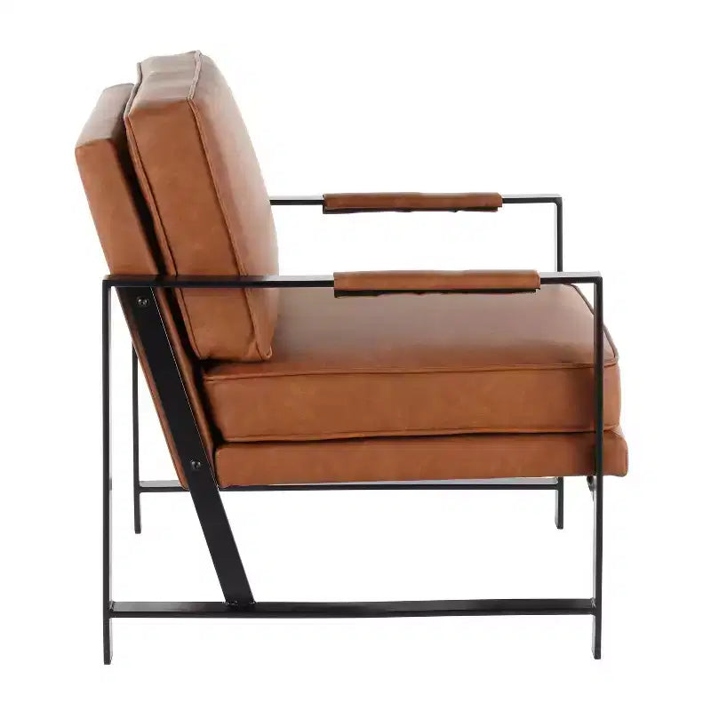 Fauteuil Franklin en similicuir noir/marron camel - LumiSource : Structure en métal, Assise rembourrée, Design moderne