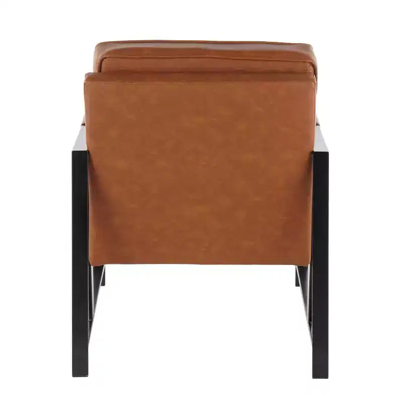 Fauteuil Franklin en similicuir noir/marron camel - LumiSource : Structure en métal, Assise rembourrée, Design moderne