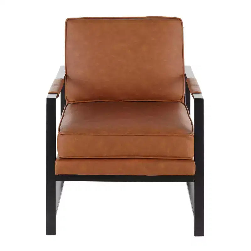 Fauteuil Franklin en similicuir noir/marron camel - LumiSource : Structure en métal, Assise rembourrée, Design moderne
