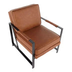 Fauteuil Franklin en similicuir noir/marron camel - LumiSource : Structure en métal, Assise rembourrée, Design moderne