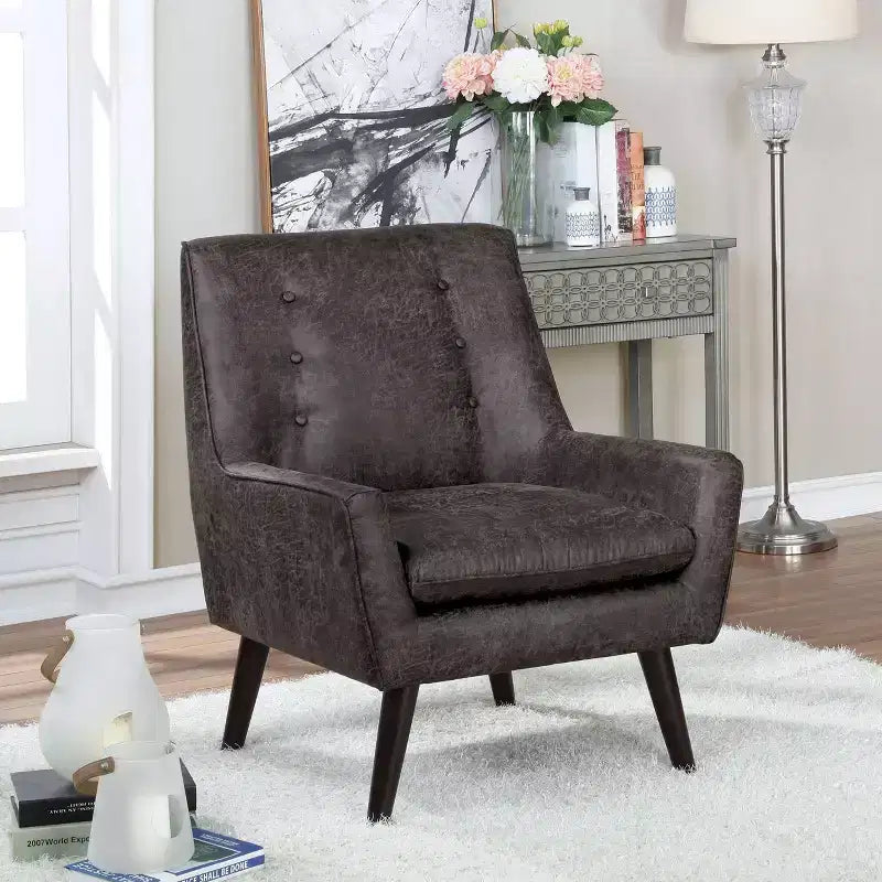Fauteuil d'appoint capitonné central gris foncé - HOMES: Inside + Out