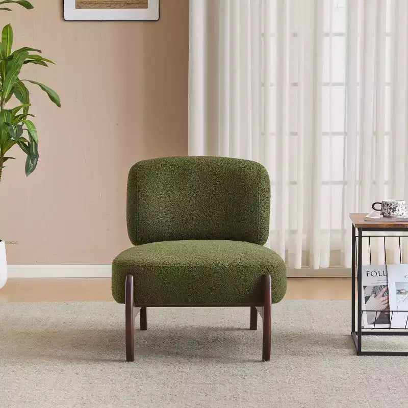 Christopher Knight Home Anna, chaise d'appoint moderne en hévéa et tissu bouclé, vert