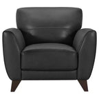Fauteuil contemporain Jedd de Armen Living, noir : cuir véritable, mousse Dacron, pieds en bois dur, aucun assemblage requis