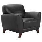 Fauteuil contemporain Jedd de Armen Living, noir : cuir véritable, mousse Dacron, pieds en bois dur, aucun assemblage requis
