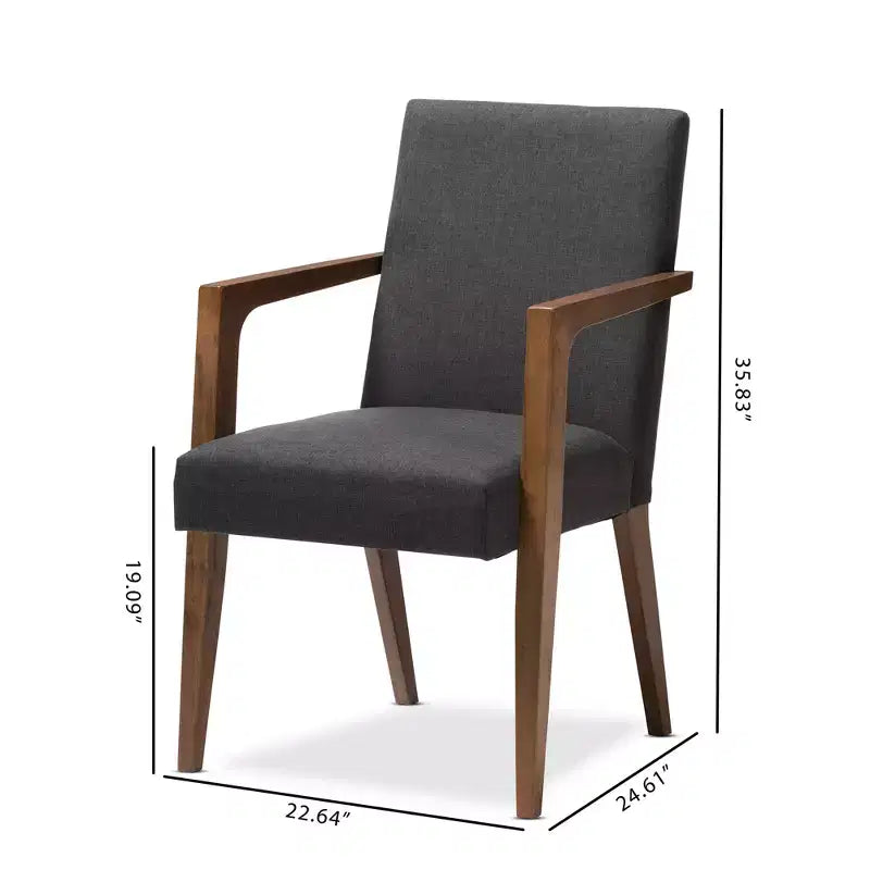 Baxton Studio Lot de 2 fauteuils Andrea de style moderne du milieu du siècle en bois et tissu, gris foncé : Polyester, structure en bois d'hévéa, nettoyage ciblé