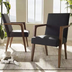 Baxton Studio Lot de 2 fauteuils Andrea de style moderne du milieu du siècle en bois et tissu, gris foncé : Polyester, structure en bois d'hévéa, nettoyage ciblé