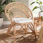 bali & pari Abriella Rattan Peacock Accent Chair Natural Brown: Handcrafted, Bohemian Design, No Assembly Required