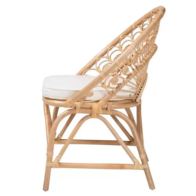 bali & pari Fauteuil d'appoint paon Abriella en rotin marron naturel : Fait main, design bohème, aucun assemblage requis