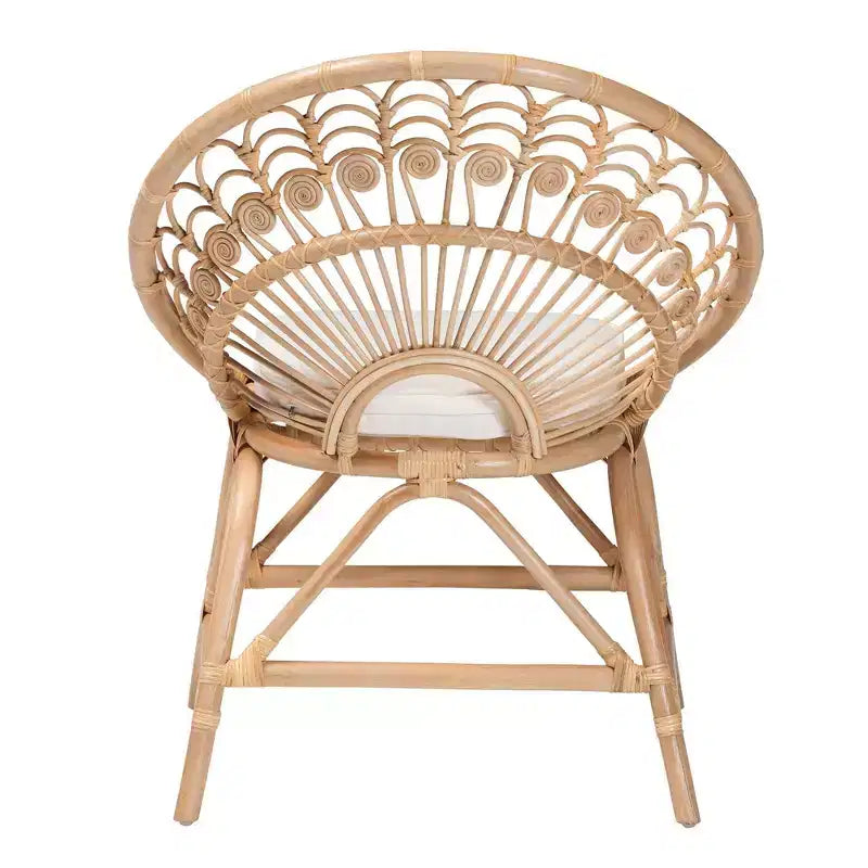 bali & pari Fauteuil d'appoint paon Abriella en rotin marron naturel : Fait main, design bohème, aucun assemblage requis