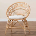 bali & pari Fauteuil d'appoint paon Abriella en rotin marron naturel : Fait main, design bohème, aucun assemblage requis