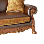 Canapé Dresden 67 po, cuir synthétique/chenille/chêne merisier, par Acme Furniture