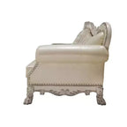 Canapé de Dresde 85,5 po en cuir synthétique et finition blanc cassé - Acme Furniture : Rembourrage capitonné traditionnel avec clous décoratifs