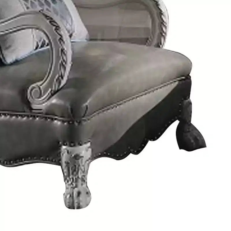 Fauteuil d'appoint 34" Dresden en cuir synthétique blanc cassé - Acme Furniture : Capitonnage, Aucun assemblage, Cadre en bois